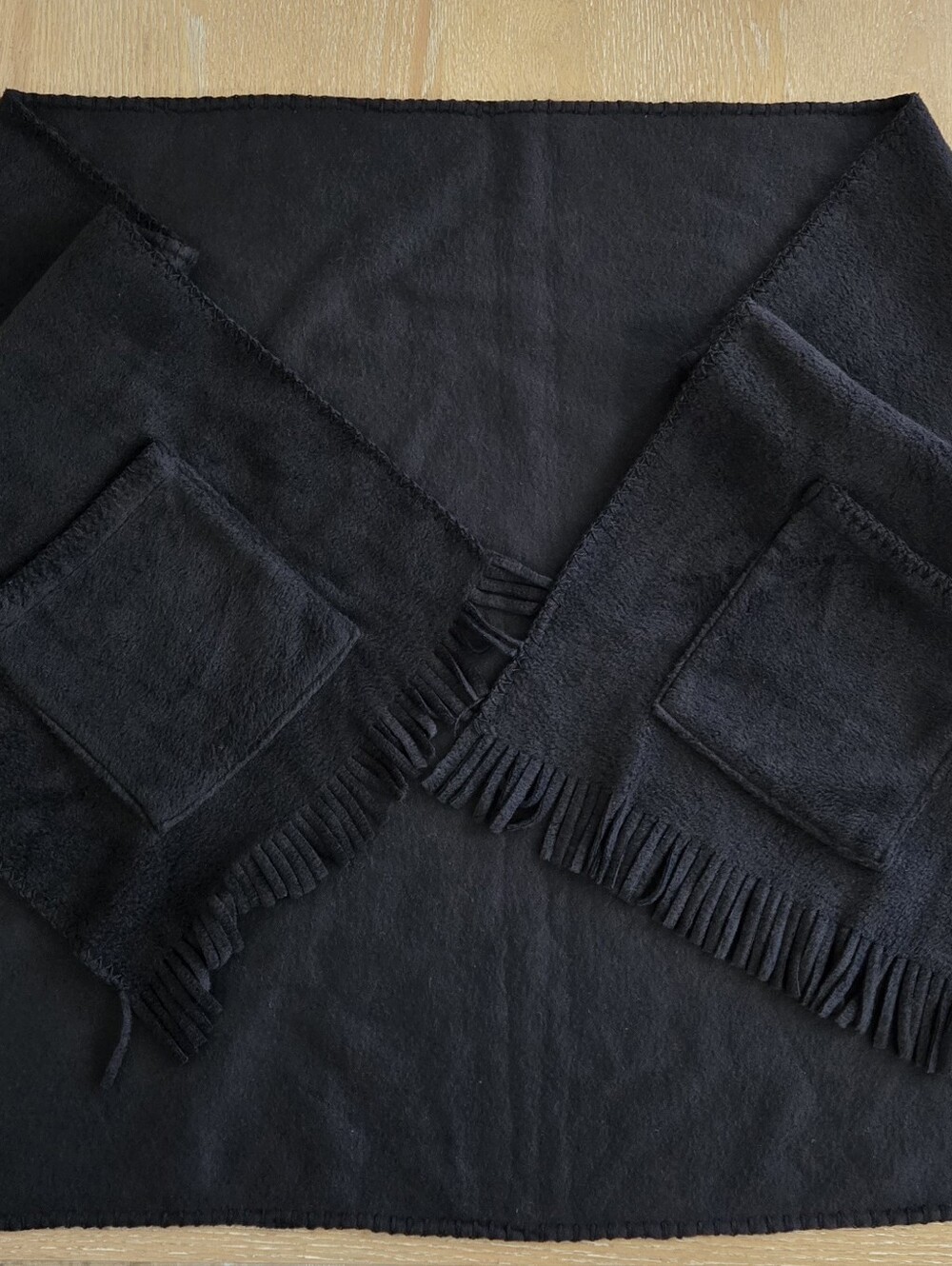 Women's Black Fringe Pocket Body Wrap Scarf